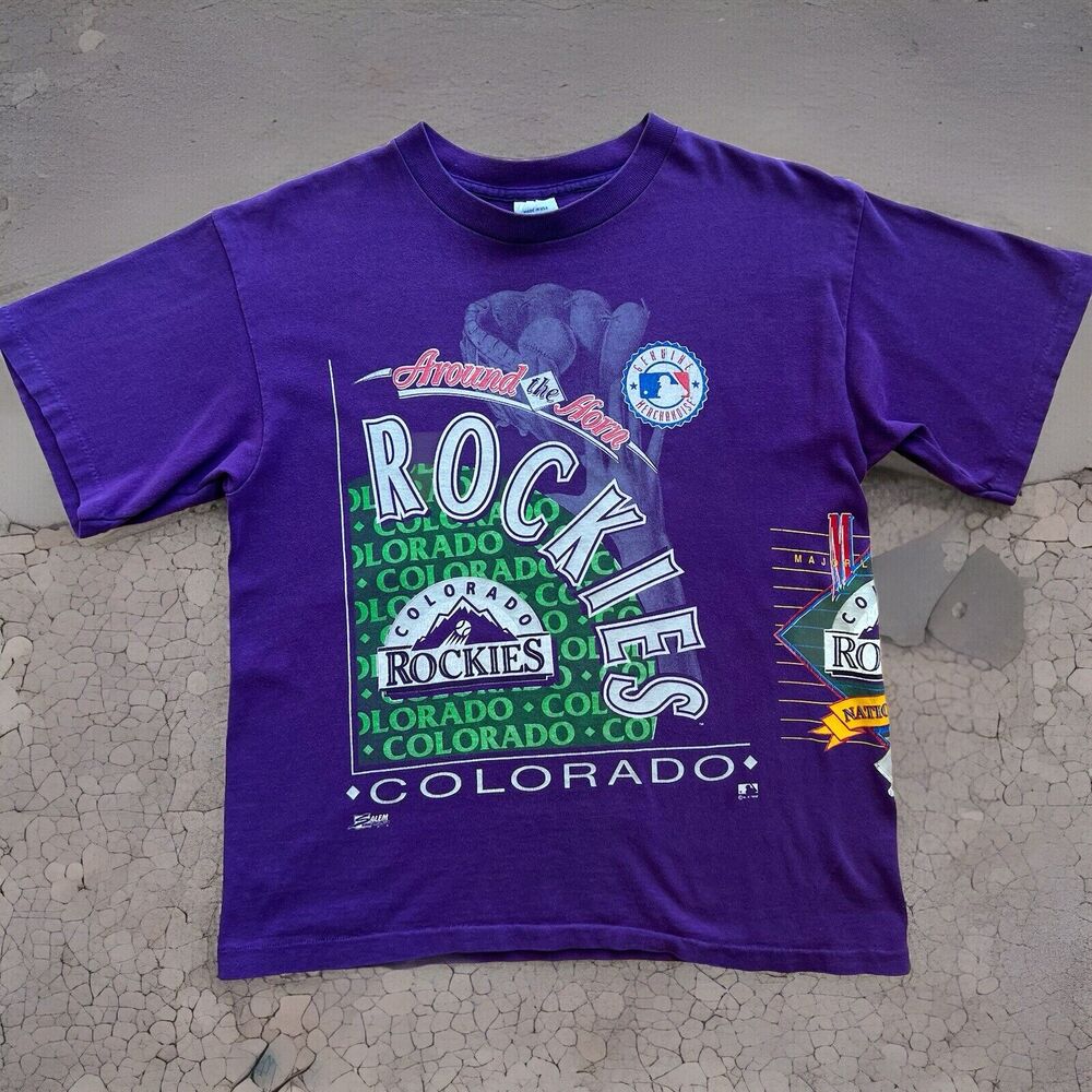 Vintage Colorado Rockies Shirt Youth XL Purple 90s MLB Baseball Salem Sportswear